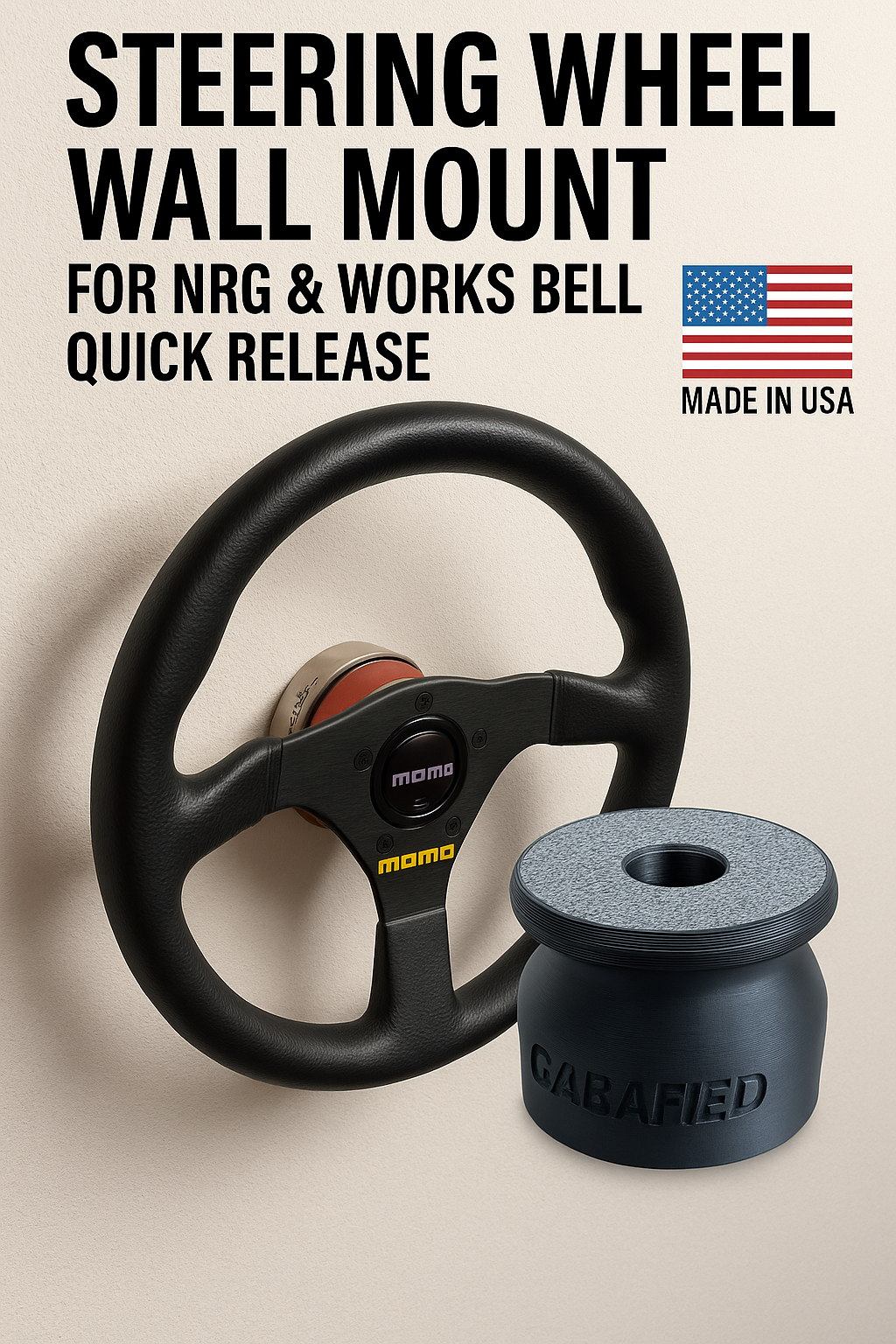 Steering Wheel Wall Mount – Fits NRG & Works Bell Quick Release Hubs